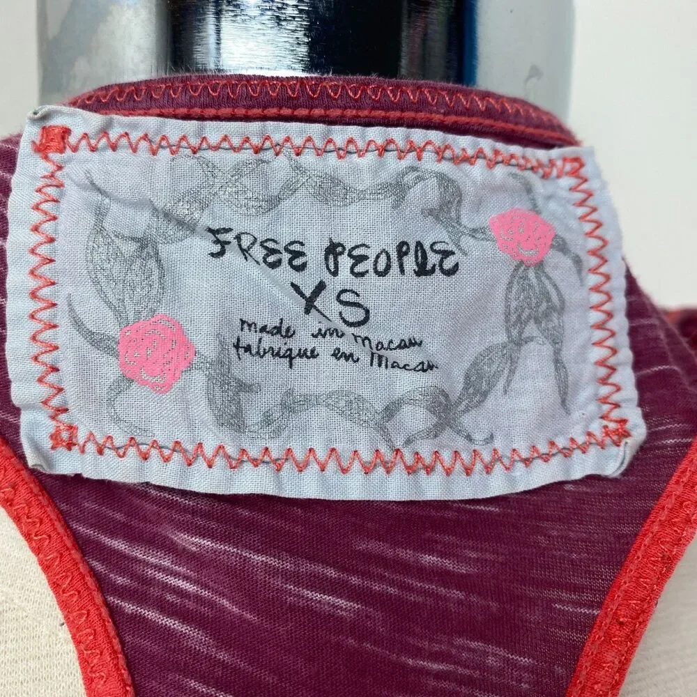 Free People Anthropologie Stripe Knit Tank Top XS Racerback Boho Festival Travel
